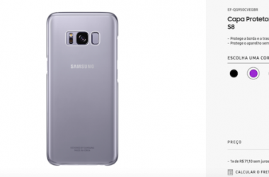 Samsung Brasile ha messo in listino un case protettivo in tre colorazioni nero, black e violetto ("violeta" in portoghese). Cliccando sull'ultima versione vengono mostrate foto di un Galaxy S8 in colorazione Orchid Grey. I casi sono due: o c'è una nuova versione in arrivo o Samsung Brazil si diverte a trollare. Se volete S8 in questo colore tenete le dita incrociate, forse nelle prossime settimane ci saranno novità al riguardo. Non è da escludere che alcune varianti cromatiche vengano distribute solo in certi mercati, ma comunque si tratta di nostre speculazioni e non ci sono conferme ufficiali al riguardo.