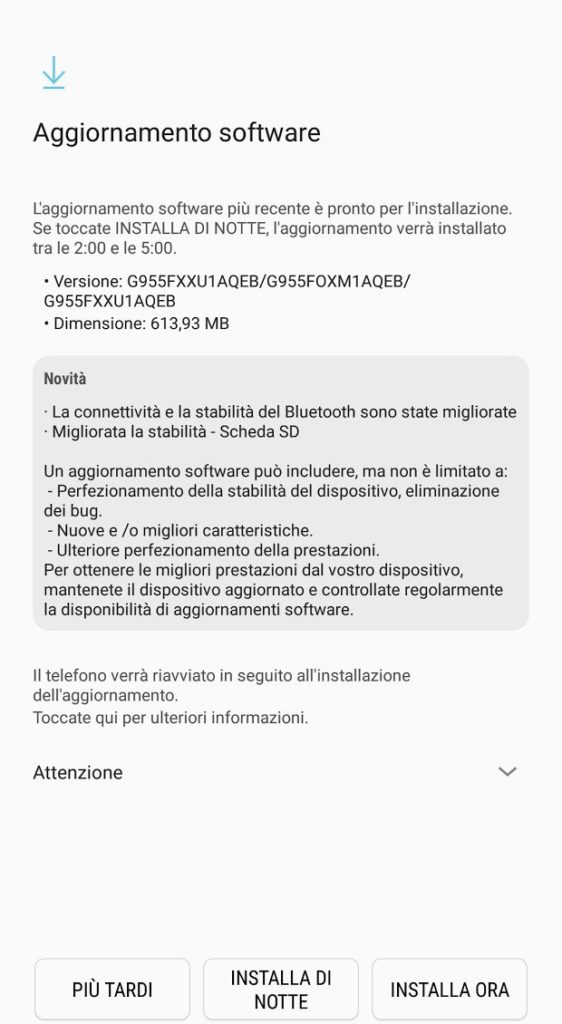 Galaxy S8 update Maggio 2017 2